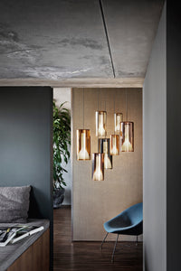Penta Suspension Light Lit Large Pendant Light
