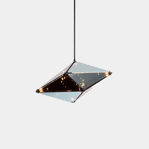 Roll & Hill Pendant Light Blackened Steel / Transparent Two-Way Mirror / 120V Maxhedron Horizontal Pendant Light 30