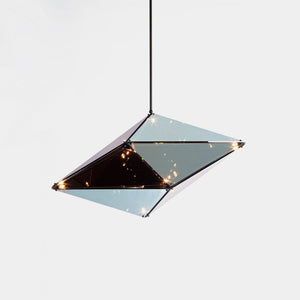 Roll & Hill Pendant Light Blackened Steel / Transparent Two-Way Mirror / 120V Maxhedron Horizontal Pendant Light 42