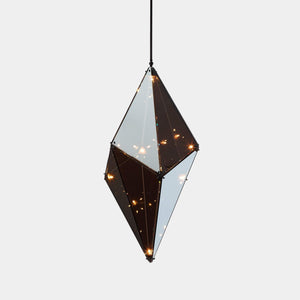 Roll & Hill Pendant Light Blackened Steel / Transparent Two-Way Mirror / 120V Maxhedron Vertical Pendant Light 42