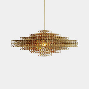 Roll & Hill Pendant Light Unlacquered Brass / 120V Gridlock Pendant Light 4059