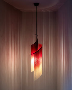 SERAX Pendant Lamp Scarlet - White Gradient Thread / Matt Black Ann Demeulemeester Pendant Light Rey 1 in Scarlet