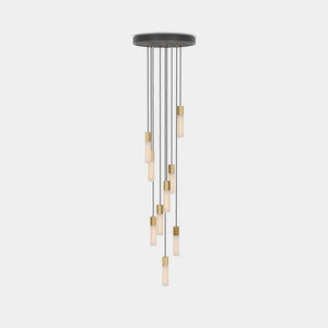 TALA Pendant Chandelier Brass Basalt Nine Pendant