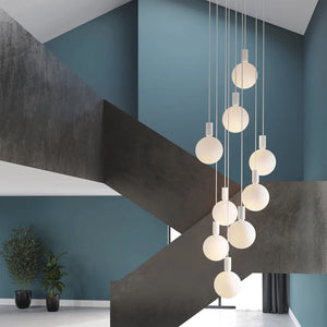 TALA Pendant Chandelier White Alumina Nine Pendant + Sphere V