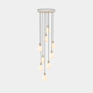 TALA Pendant Chandelier White / Brass Nine Pendant Chandelier + Sphere IV