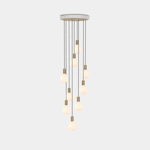 TALA Pendant Chandelier White / Oak Nine Pendant Chandelier + Sphere IV