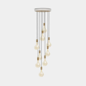 TALA Pendant Chandelier White / Oak Nine Pendant Chandelier + Voronoi II