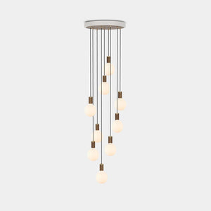 TALA Pendant Chandelier White / Walnut Nine Pendant Chandelier + Sphere IV