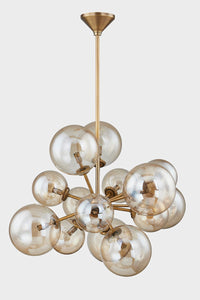 Troy Lighting Pendant Chandelier Clear Champagne / Patina Brass Santee Thirteen Orb Pendant Light