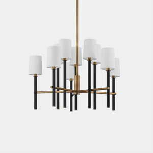 Troy Lighting Pendant Chandelier Patina Brass / Textured Black / Linen Belvedere 10 Light Chandelier